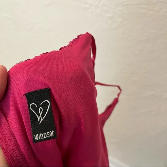 Windsor Dress Pink Sequin Mesh Prom HoCo Party XS Ashley - Picture 6 of 7